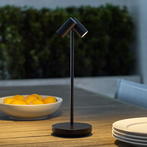 Ladattava pöytävalaisin Doppia, ulkokäyttöön