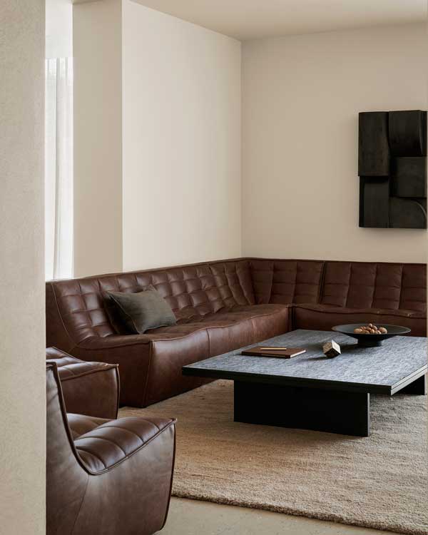 Sohva N701 3:n istuttava, nahka Chestnut