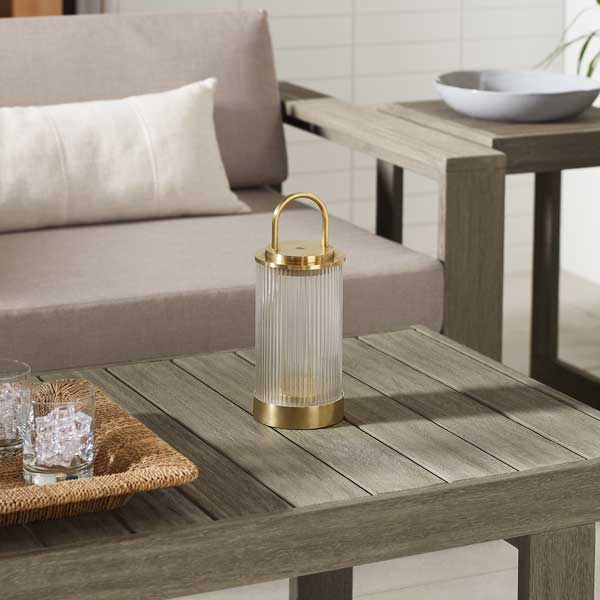 Ladattava pöytävalaisin Tawa, Natural Brass, ulkokäyttöön