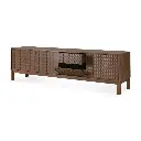 15351_Sono_TV_cupboard_3_doors_1_flip_down_door_1_drawer_varnished_teak_Light_Brown_side_open_cut_WEB.webp