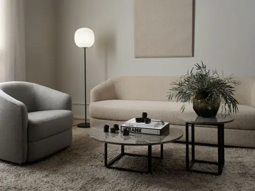 New-Works_Spring_2021_Covent-Lounge-Chair_Lantern-Floor-Lamp_Covent-Sofa-Deep_3-Seater_Florence-Coffee-and-Side-Table_Gris-du-Marais.webp