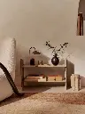 FermLiving_SS25_LagerLowRack_Cashmere_1104270955_SS25_ArumPortableLamp_DarkChocolate_1104270856_VueloCup_DarkBuff_1104270717_DoroVase_H16_Coffee_1104269043.webp
