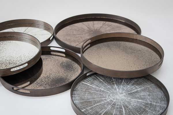 Pyöreä tarjotin Aged Mirror 48 cm, peililasia