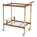 Tarjoiluvaunu Princess, Vintage Brass, Tan leather
