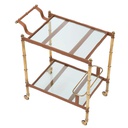 Tarjoiluvaunu Princess, Vintage Brass, Tan leather
