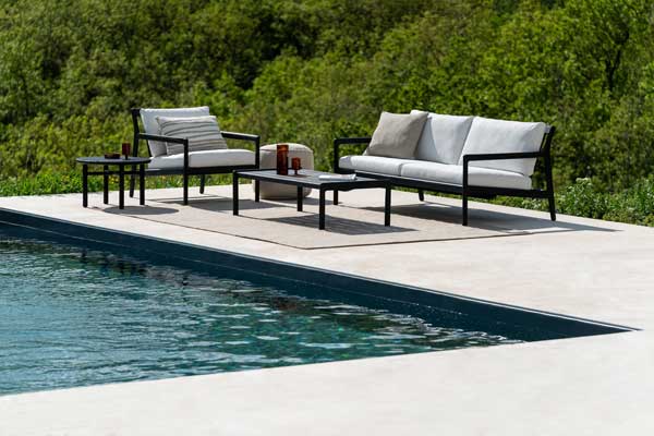 Sohva Jack Outdoor 180 cm, tiikki, musta, Off white