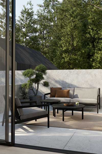 Sohva Jack Outdoor 180 cm, tiikki, musta, Mocha