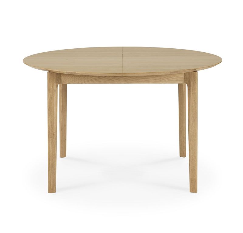 Pyöreä jatkettava ruokapöytä Bok 129-179 cm, tammi