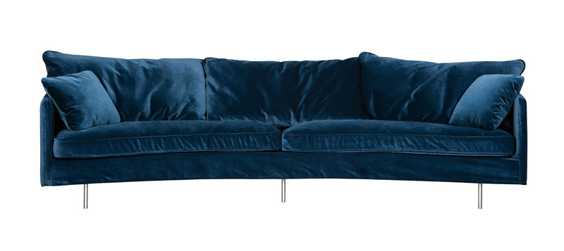 Kaareva sohva Julia Lux 4:n istuttava, Velvet Dark Blue