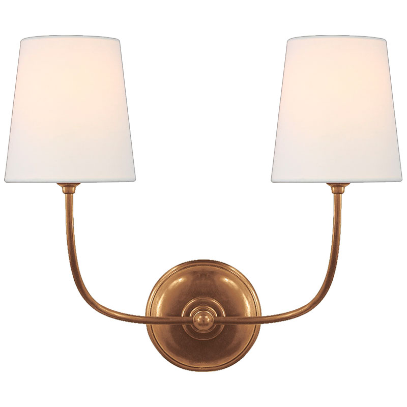 Seinävalaisin Vendome Double Sconce, Brass