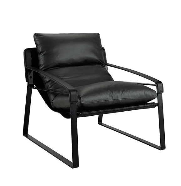 Lepotuoli Hillsdale, nahkaverhoilu, musta