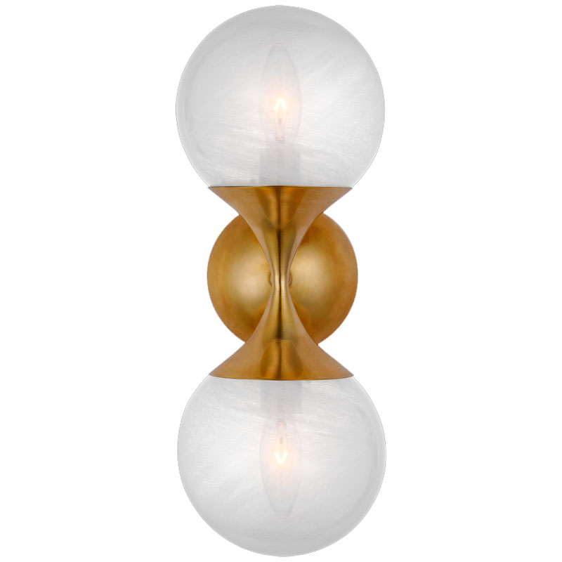 Seinävalaisin Cristol Small Double Sconce, Brass