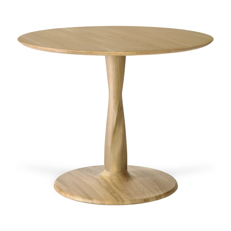 Pyöreä ruokapöytä Torsion 90 cm, tammi, matala 69 cm
