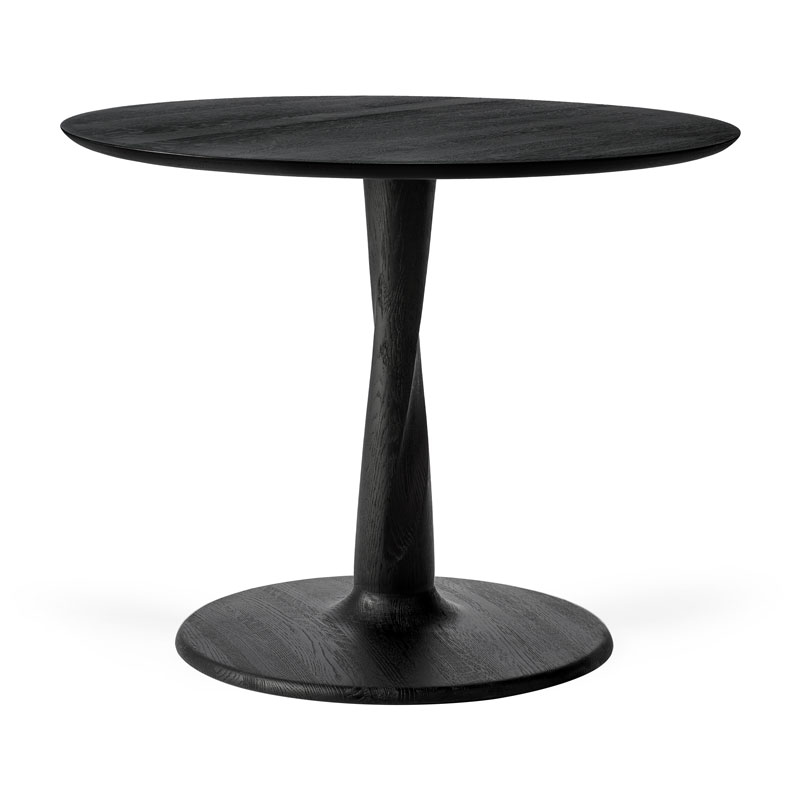 Pyöreä ruokapöytä Torsion 90 cm, tammi, musta matala 69 cm