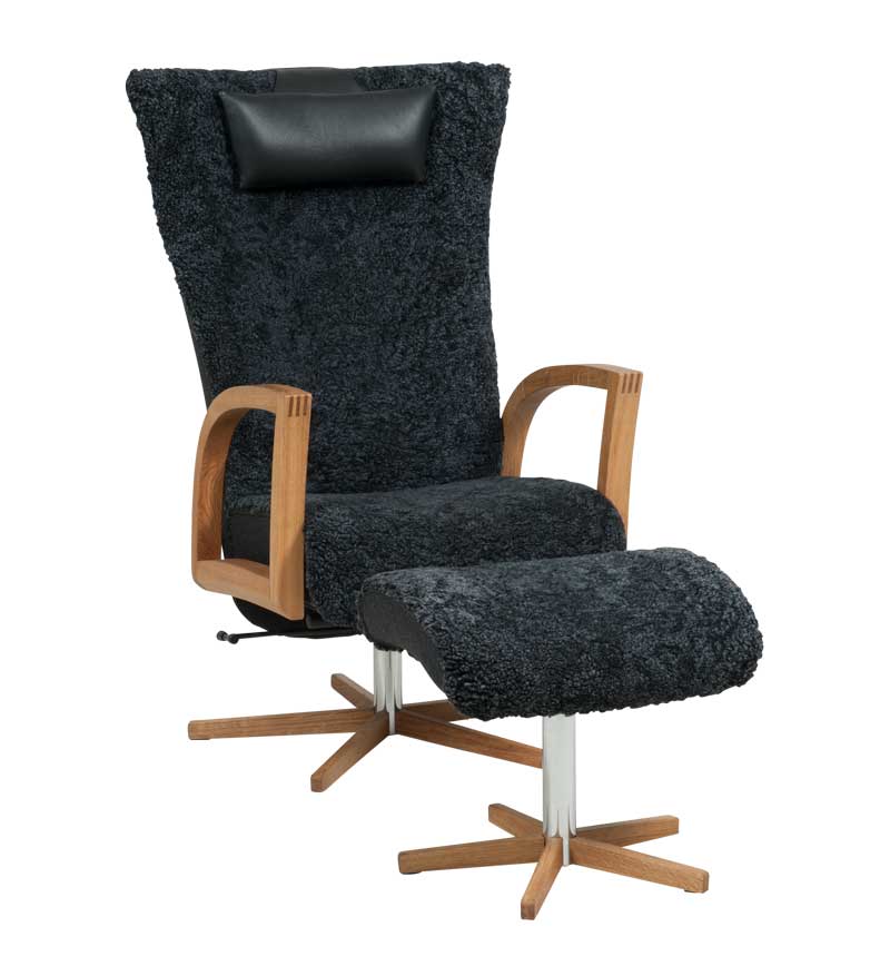 Mekanismituoli pyörivä Focus ja rahi, lampaankarva, Koks