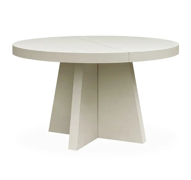 Pyöreä jatkettava ruokapöytä Trent 130 cm, jatkopalat, Ivory Mist