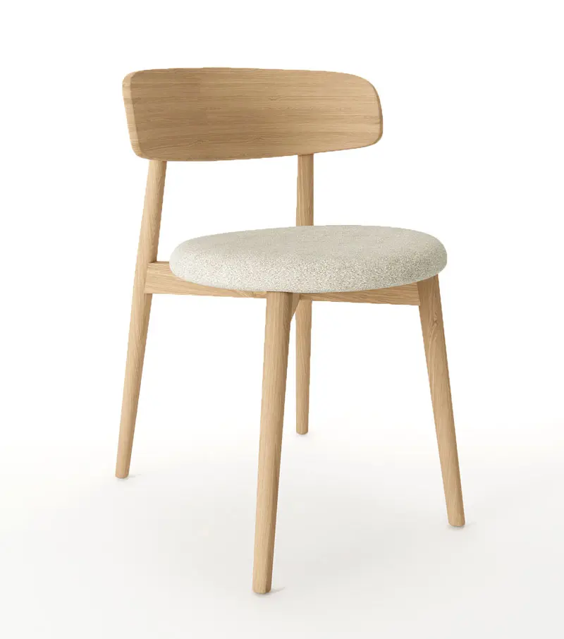 Ruokapöydän tuoli Cover Wood, tammi, kangasverhoilu