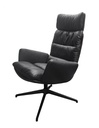 Lepotuoli Arva Lounge keinulla, nahkaverhoilu, musta