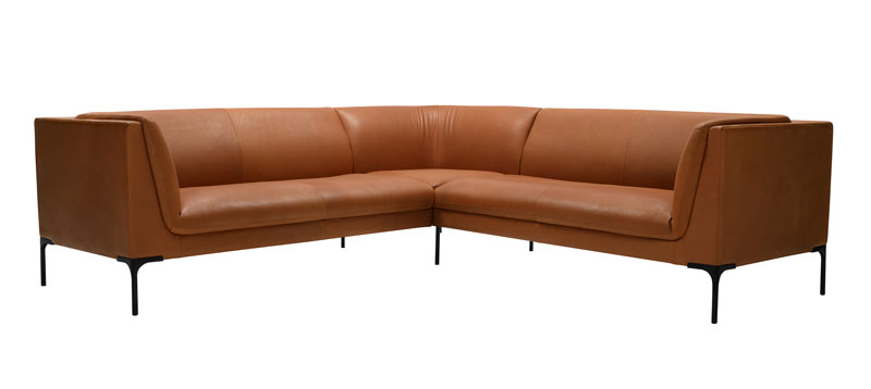 Kulmasohva Slim, nahkaverhoilu, Cognac