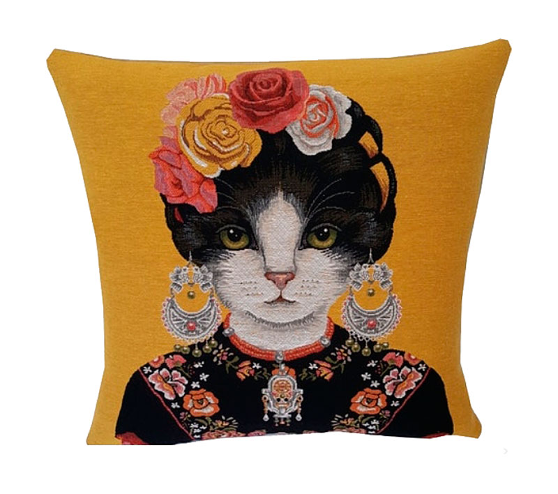 Tyynynpäällinen Cat Frida Kahlo B, 48 x 48 cm