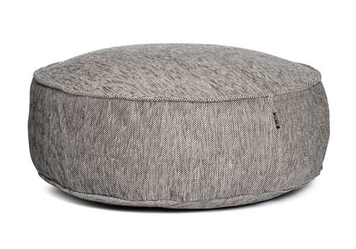 [ROOLF-081-0003-96-GREY] Silky Round Pouf -rahi, Grey