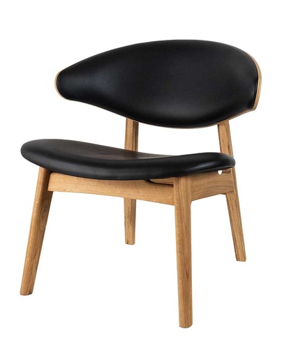 [K&K-KLC02S-41-BLACK] Tuoli RAM Lounge Shell, tammi C4, musta nahkaverhoilu