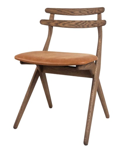 [K&K-KC01-121-20360-] Tuoli Saks, tammi C12, nahkaverhoilu, Terra Soil