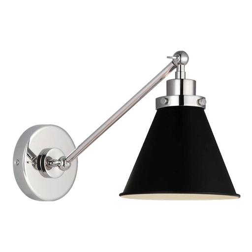 [VCC-CW1121MBKPN-EU] Seinävalaisin Wellfleet Single Arm Cone Task Sconce, Nickel
