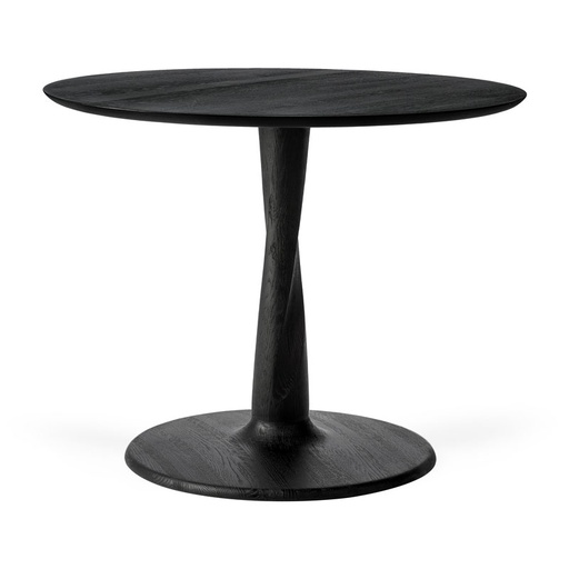 Pyöreä ruokapöytä Torsion 90 cm, musta tammi, matala 69 cm