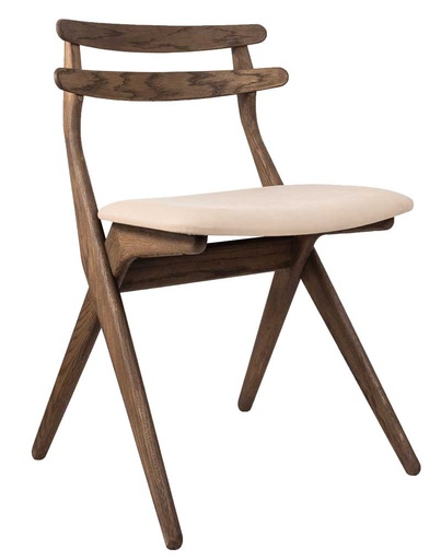 [K&K-KC01-121-PG6-] Tuoli Saks, tammi C12, nahkaverhoilu, Terra Lime