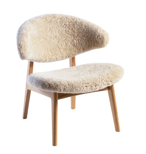 [K&K-KLC02S-41-SKMOHAWI] Tuoli RAM Lounge Shell, tammi C4, vaalea lampaannahka