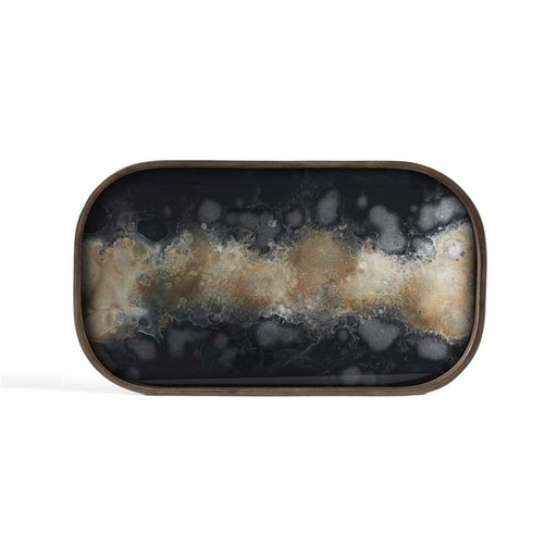 [ETHNI-20466] Tarjotin Black Organic Glass, rectangular L