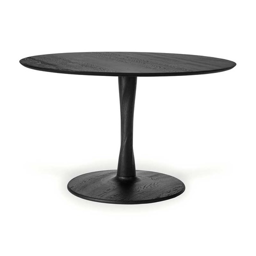 [ETHNI-50012---/A283] Pyöreä ruokapöytä Torsion 127 cm, tammi, musta,