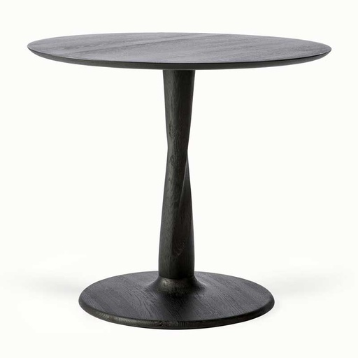 [ETHNI-50013---/A284] Pyöreä ruokapöytä Torsion 90 cm, tammi, musta