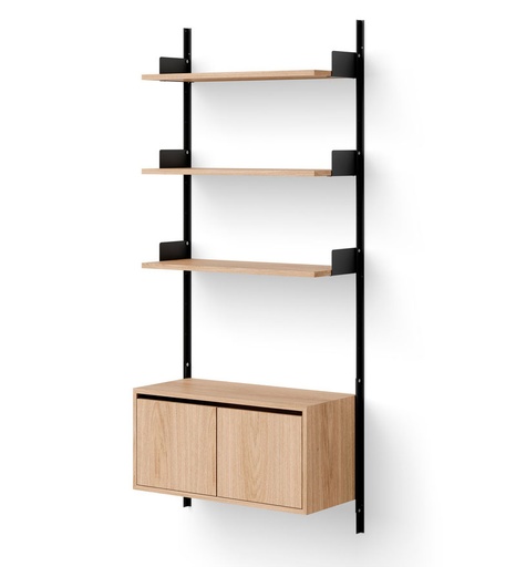 [NW-42927] New Works Seinähylly 1900 Cabinet Low w. Doors, Oak/Black