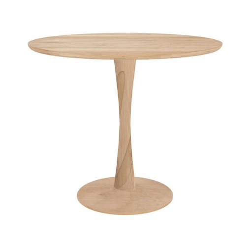 [ETHNI-50018---/A1223] Pyöreä ruokapöytä Torsion 90 cm, tammi