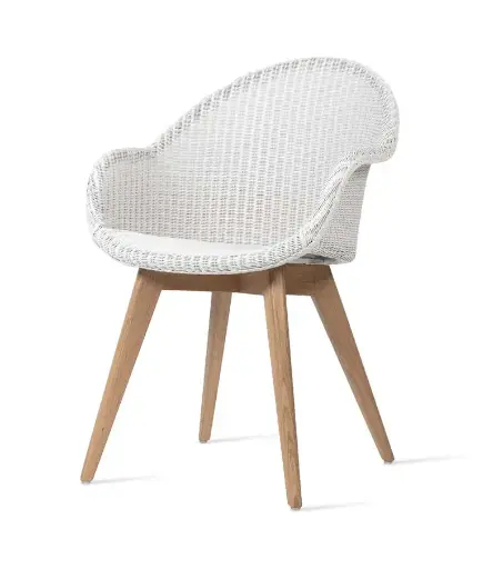 [VINCE-DC0740W011P024] Ruokapöydän tuoli Avril HB, kork selkän, tammijalat, Pure White
