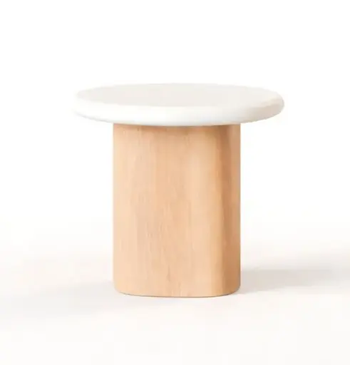 [PR-PILLAR-ST-45x45x45-MORTEX-SALT] Pyöreä sivupöytä Pillar 45 cm, tammi, Mortex Salt