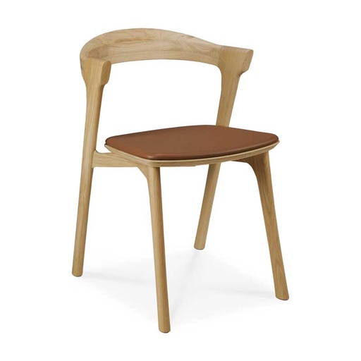 [ETHNI-51488---/B1520] Ruokapöydän tuoli Bok, tammi, nahka Cognac