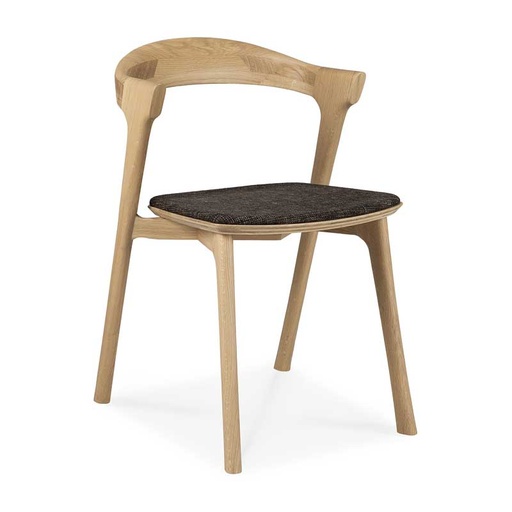 [ETHNI-51489---/B1521] Ruokapöydän tuoli Bok, tammi, ruskea kangas