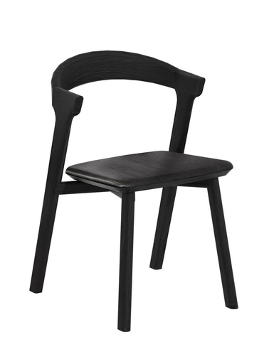 [ETHNI-51492---/B1522] Ruokapöydän tuoli Bok, tammi musta, musta nahka