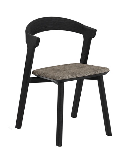 [ETHNI-51493---/B1523] Ruokapöydän tuoli Bok, tammi musta, harmaa kangas