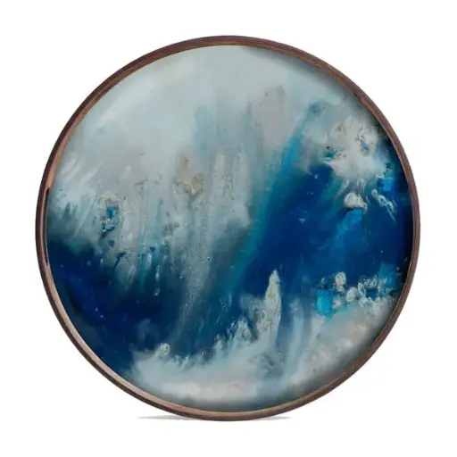 [ETHNI-20371] Pyöreä tarjotin Organic 48 cm, Blue Mist