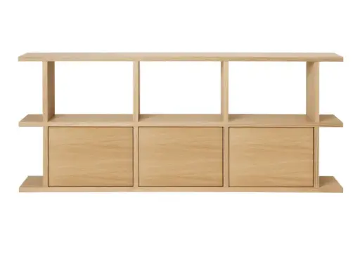 [FERM-110-4274620] Kirjahylly Kona 3x2 kolmella ovella, Natural Oak