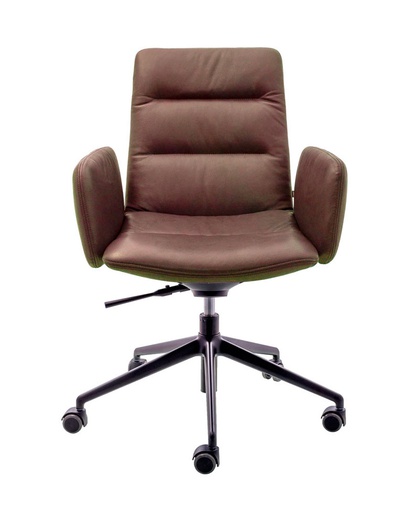 [KFF-1660-A5SR-BELO-1605-LPG3/B2034] Konttorituoli Arva Light keinulla, nahkaverhoilu, Coffee