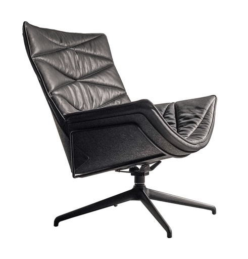 [KFF-11109-SEA-FLEECEANT-SAUVAGE8105-LPG4/B2035] Lepotuoli Nest Pure, nahkaverhoilu, musta