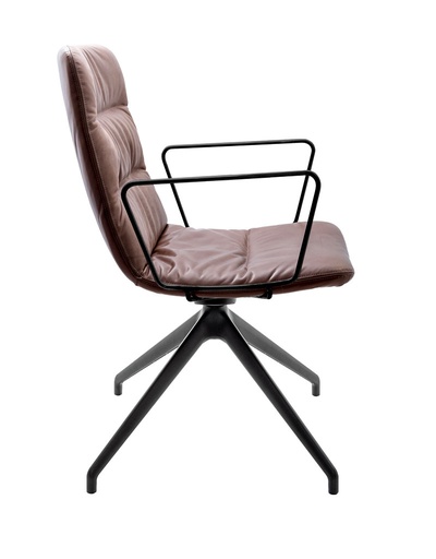 Käsinojatuoli Arva Light, nahkaverhoilu, Greybrown