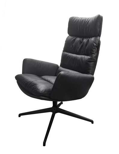 [KFF-1513-ALKW-RAWHIDE-356-LPG3/B2028] Lepotuoli Arva Lounge keinulla, nahkaverhoilu, musta