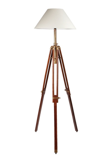 [OVE-11-LAM-7141--/H163] Tripodi lattiavalaisimen jalka, Brown & Brass