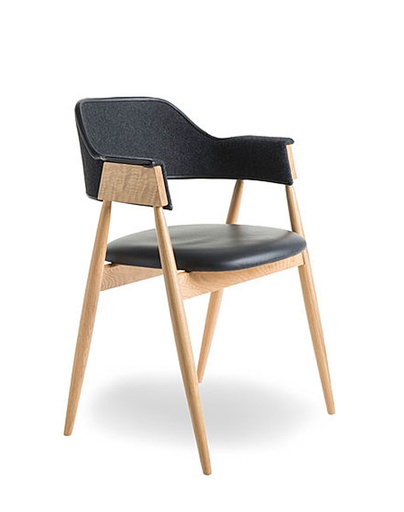 [MUU-HOLLI-B-TAMMI-MUSTA-/B534] Tuoli Holli B, tammi, nahka/huopa